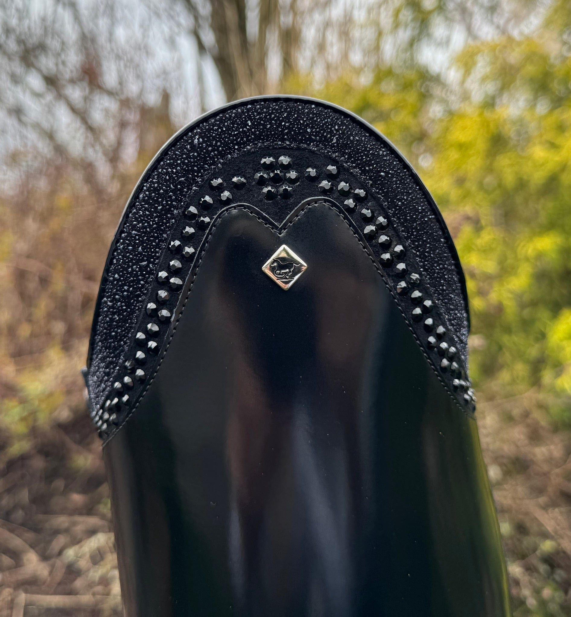 Custom DeNiro Bellini Dressage Boot - Brushed Black with Rondine Stardust & Swarovski