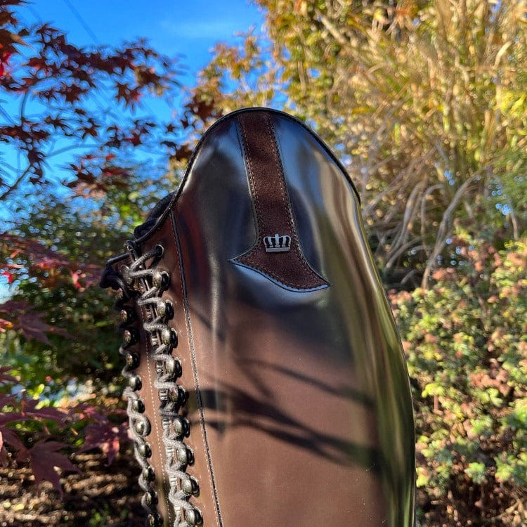 Custom Kingsley Orlando 02 Lace Up Dressage Boot - Polished Uragano Dark Brown - 40 MC/M