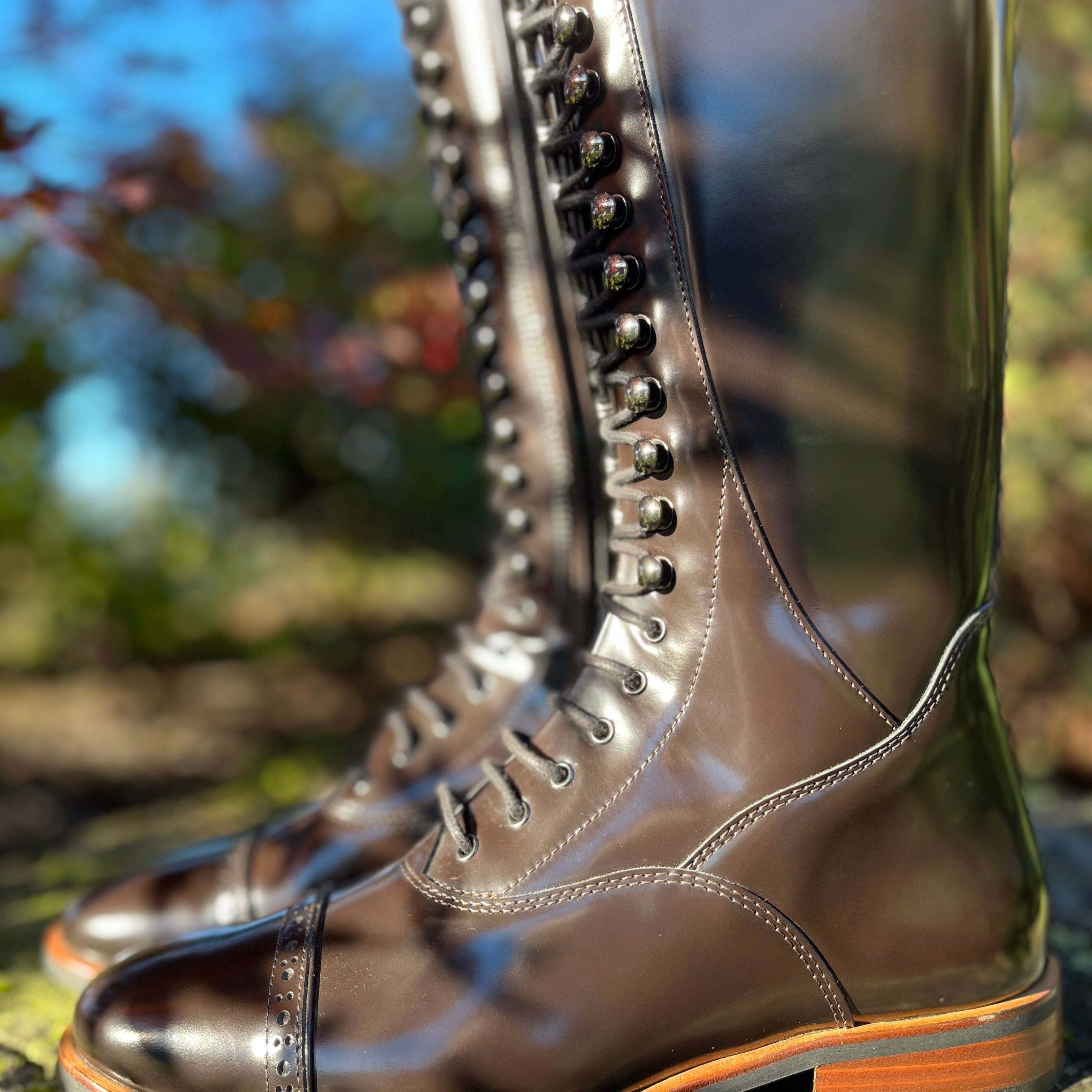 Custom Kingsley Orlando 02 Lace Up Dressage Boot - Polished Uragano Dark Brown - 40 MC/M