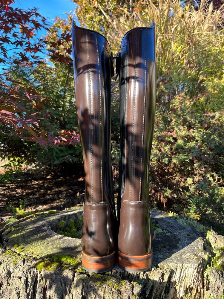 Custom Kingsley Orlando 02 Lace Up Dressage Boot - Polished Uragano Dark Brown - 40 MC/M