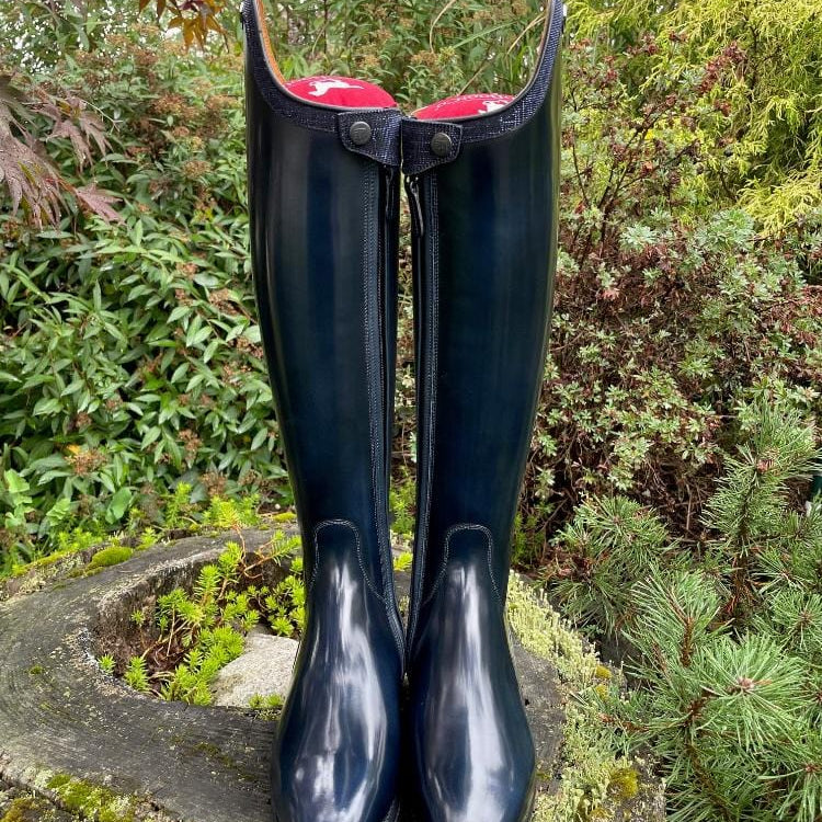 Custom DeNiro Bellini Dressage Boot - Brushed Blue with Iride Oceano Rondine Top