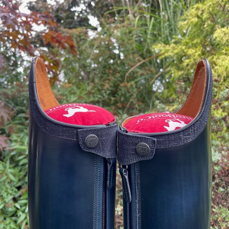 Custom DeNiro Bellini Dressage Boot - Brushed Blue with Iride Oceano Rondine Top