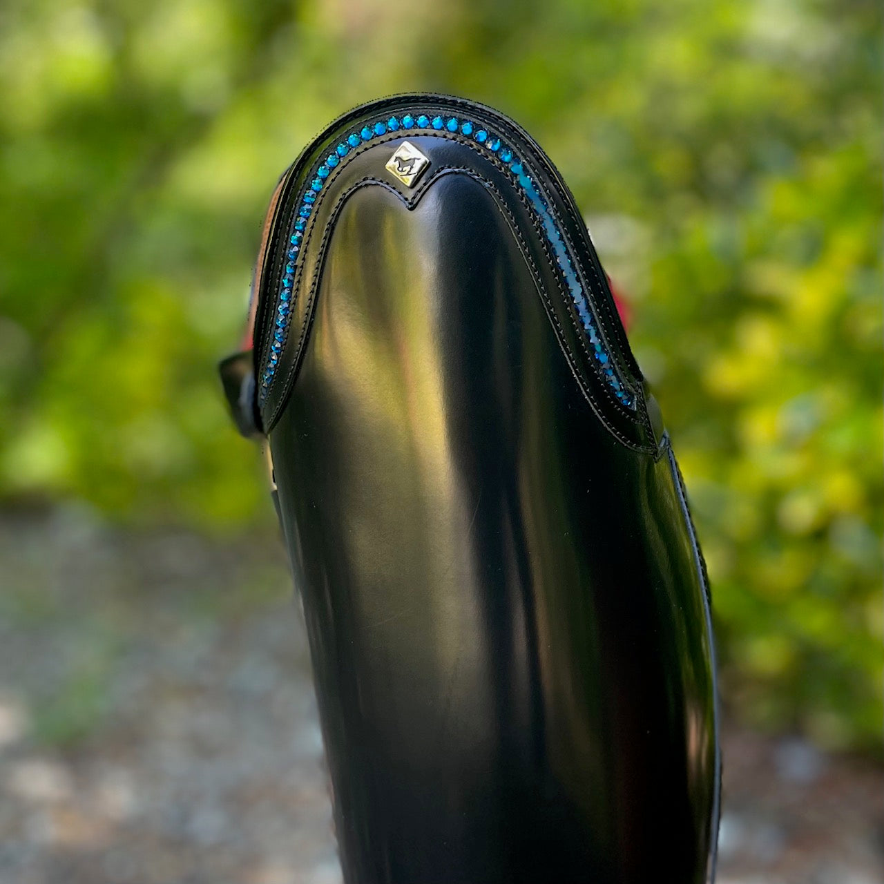 DeNiro Raffaello Dressage Boot - Brushed Black with GGS79 Capri Blue Swarovski Rondine