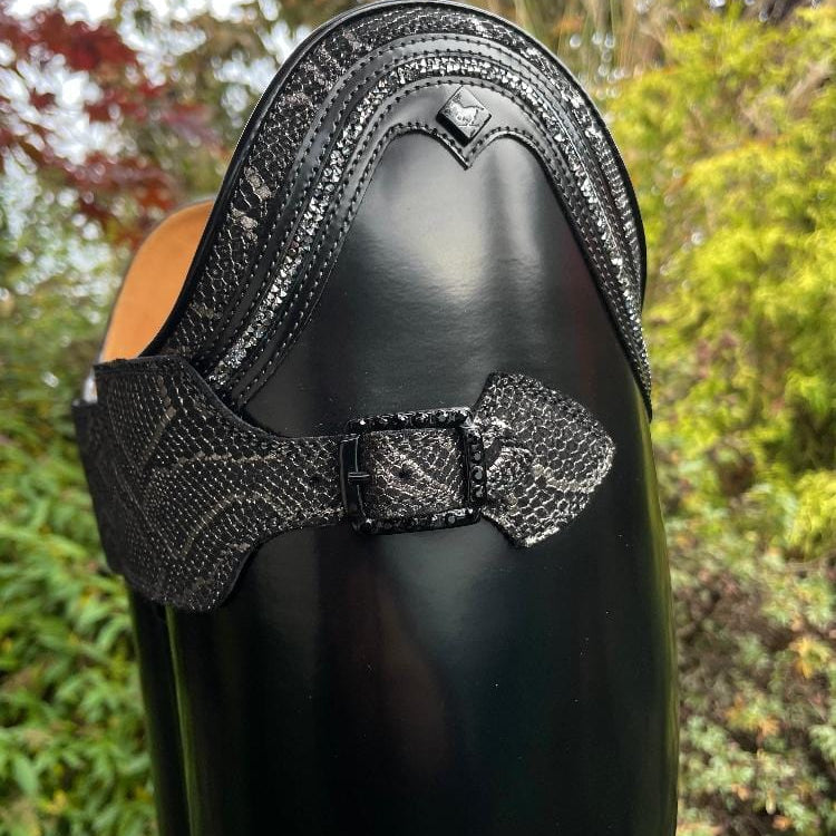 Custom DeNiro Bellini Dressage Boot - Brushed Black with Regal Rondine & Swarovski Buckle