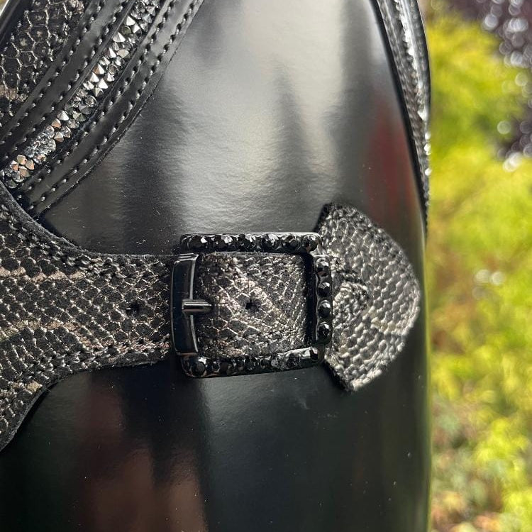 Custom DeNiro Bellini Dressage Boot - Brushed Black with Regal Rondine & Swarovski Buckle