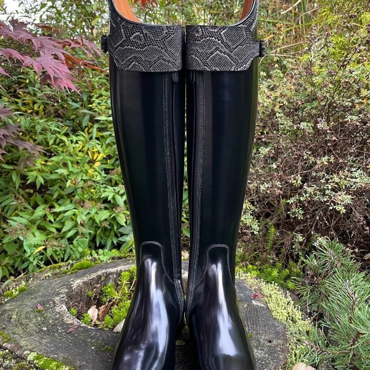 Custom DeNiro Bellini Dressage Boot - Brushed Black with Regal Rondine & Swarovski Buckle