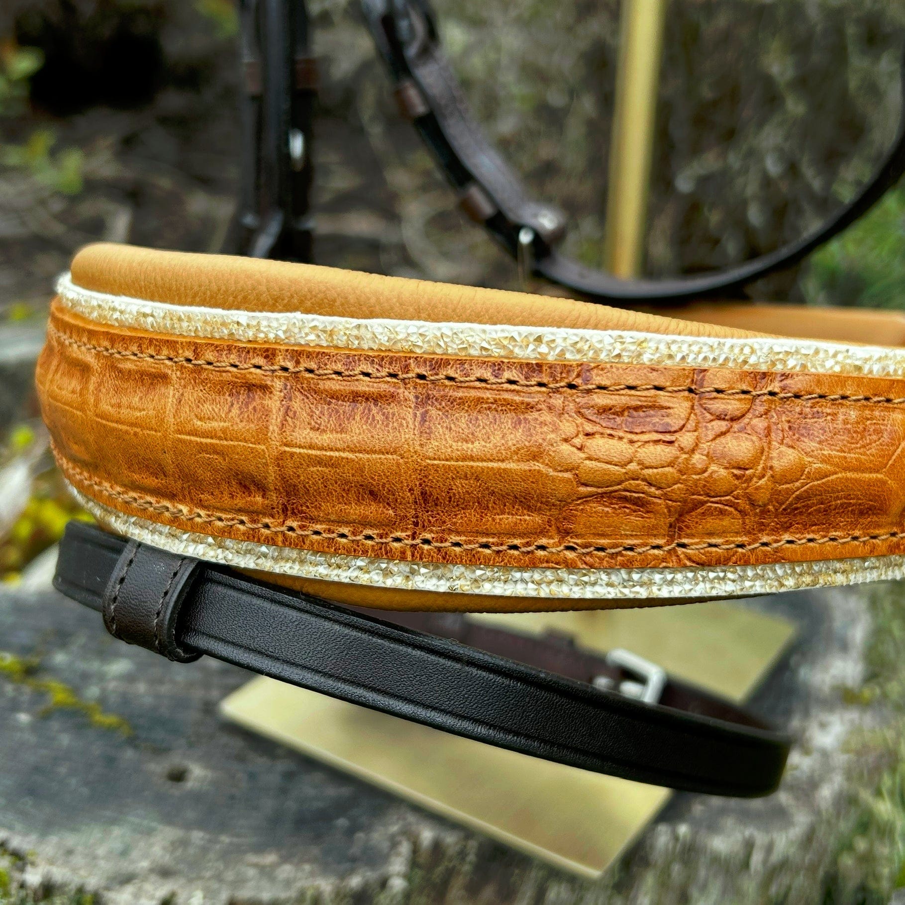 Otto Schumacher Munchen Feel Good Rolled Snaffle Bridle with Brown Patent Croco