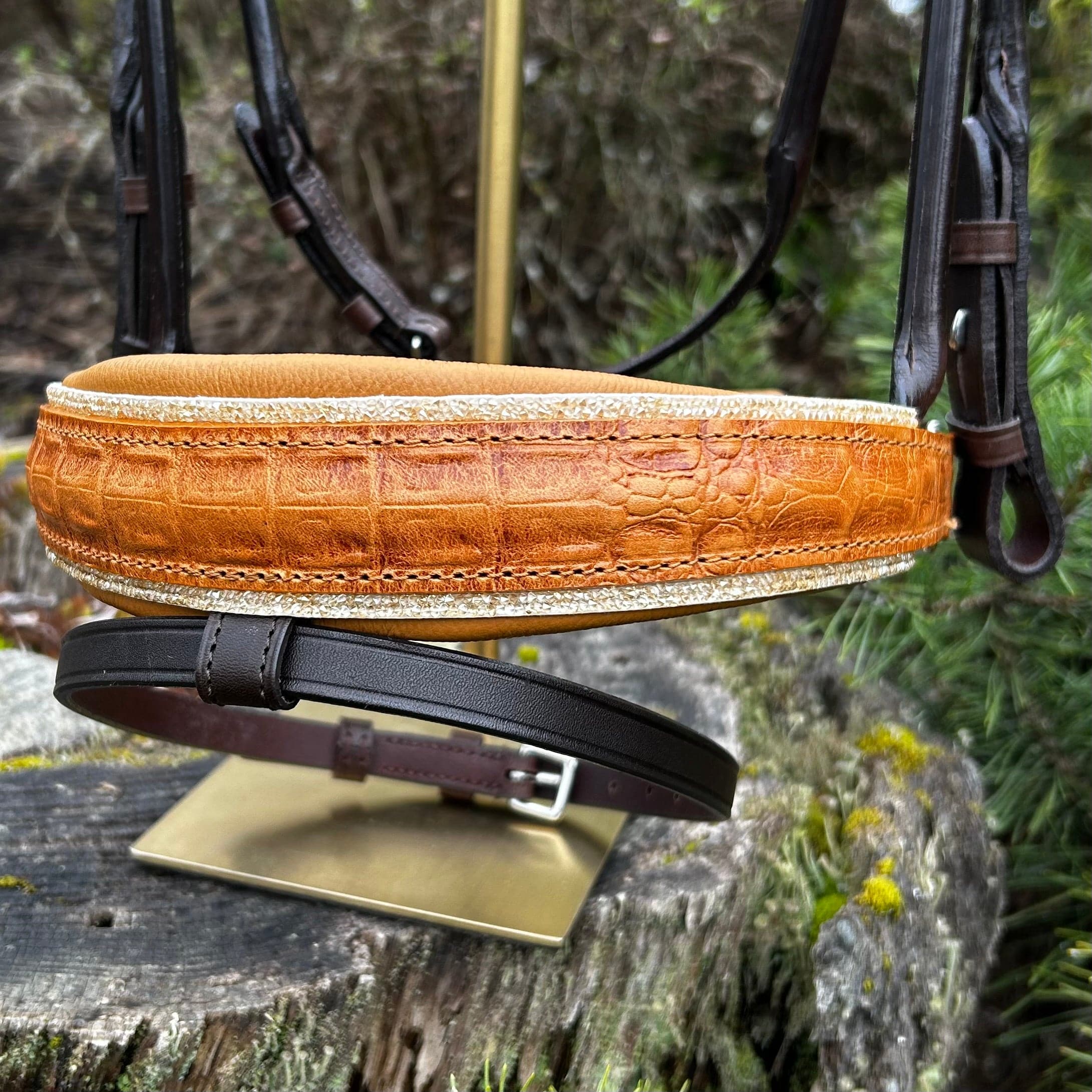 Otto Schumacher Munchen Feel Good Rolled Snaffle Bridle with Brown Patent Croco