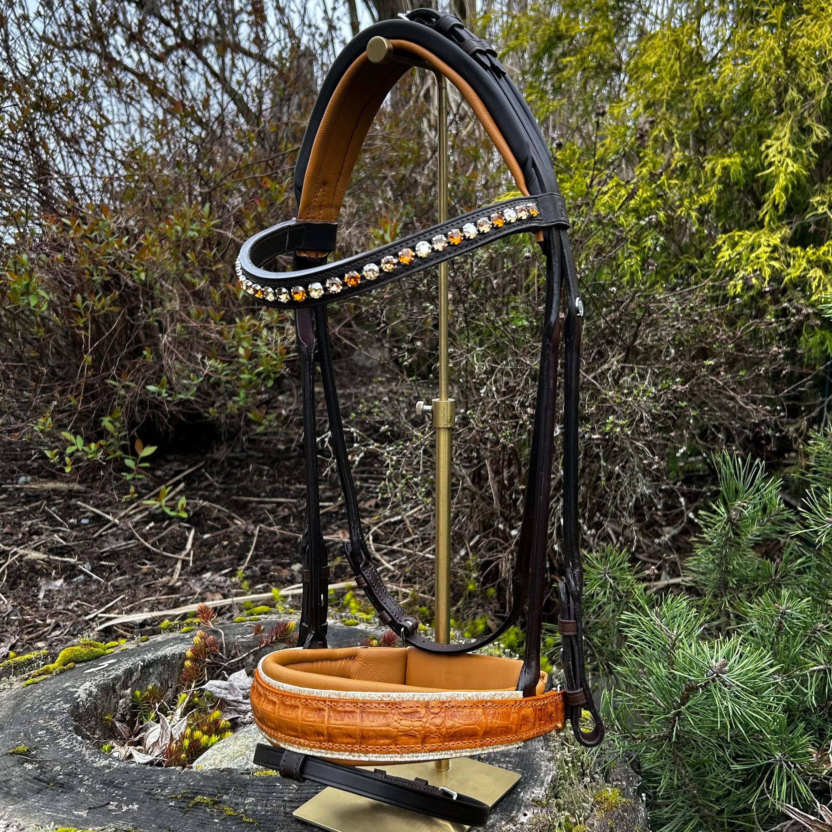 Otto Schumacher Munchen Feel Good Rolled Snaffle Bridle with Brown Patent Croco