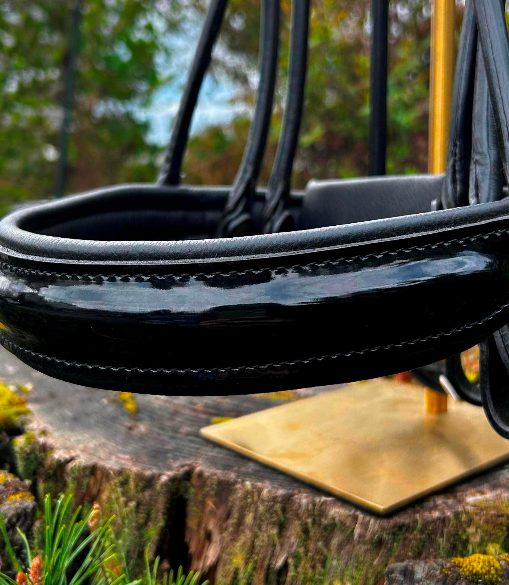 Otto Schumacher Bellevue Rolled Double with Black Patent and Crystal Browband