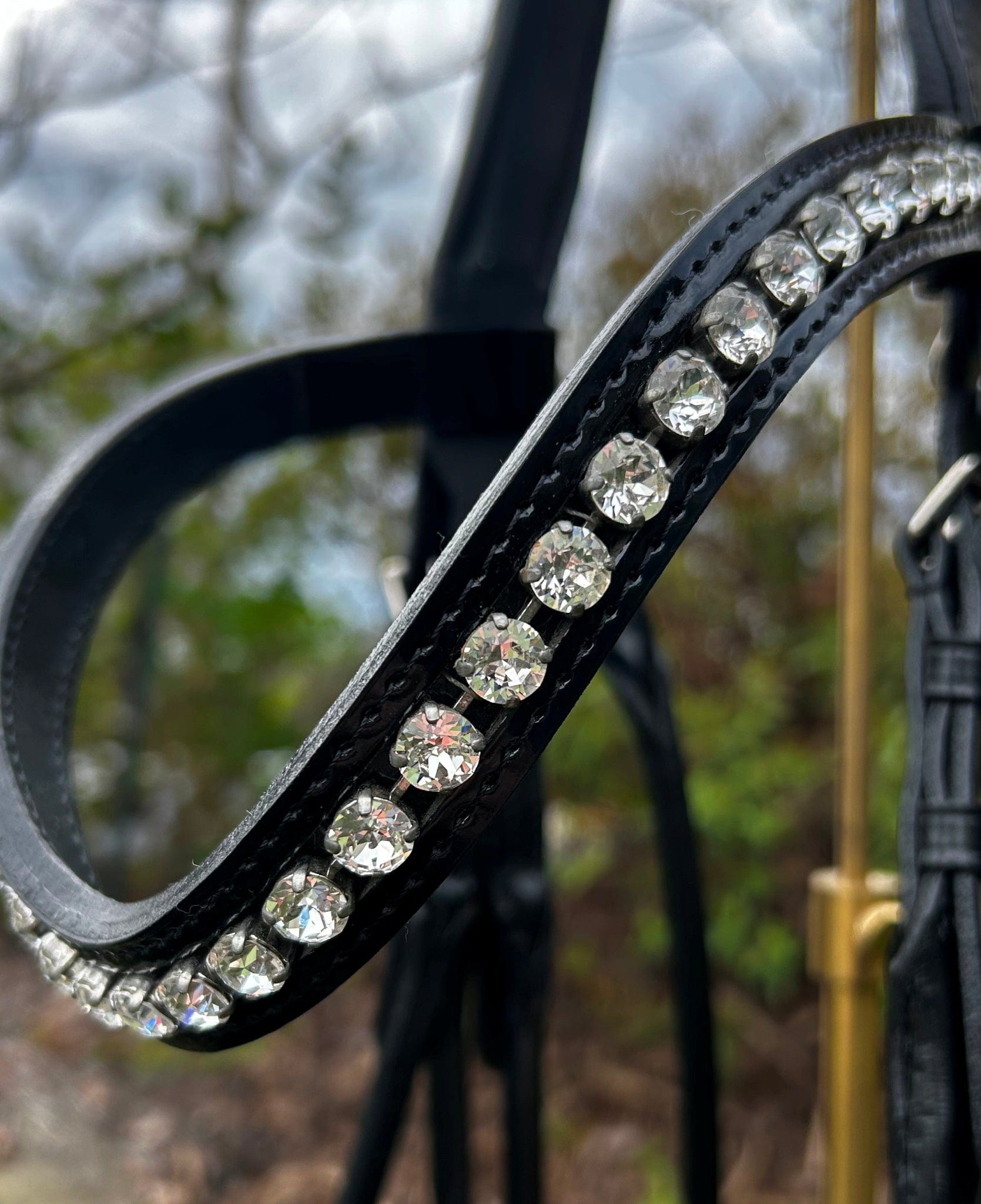 Otto Schumacher Bellevue Rolled Double with Black Patent and Crystal Browband