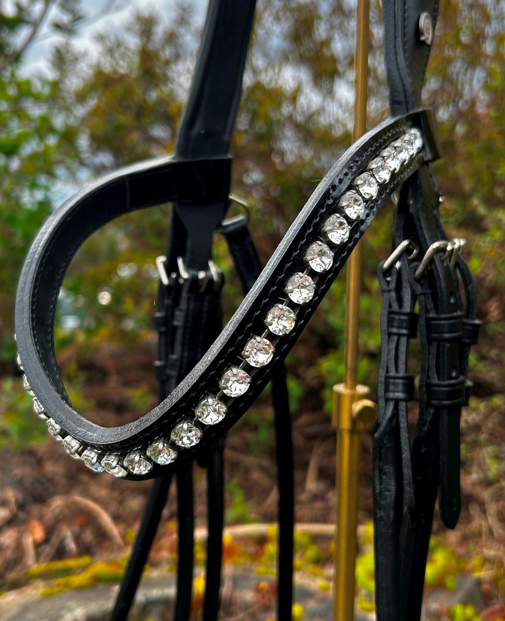 Otto Schumacher Bellevue Rolled Double with Black Patent and Crystal Browband
