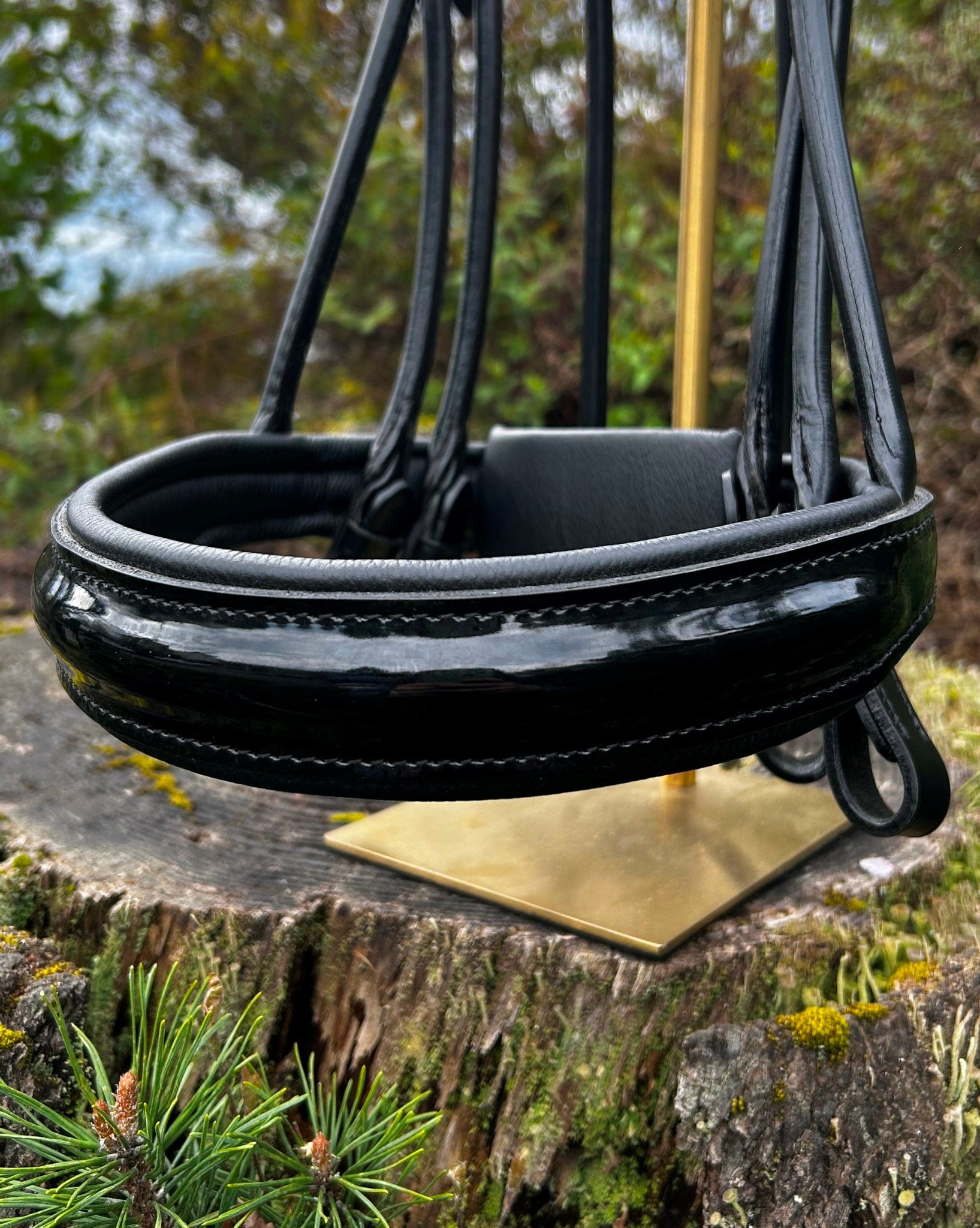 Otto Schumacher Bellevue Rolled Double with Black Patent and Crystal Browband