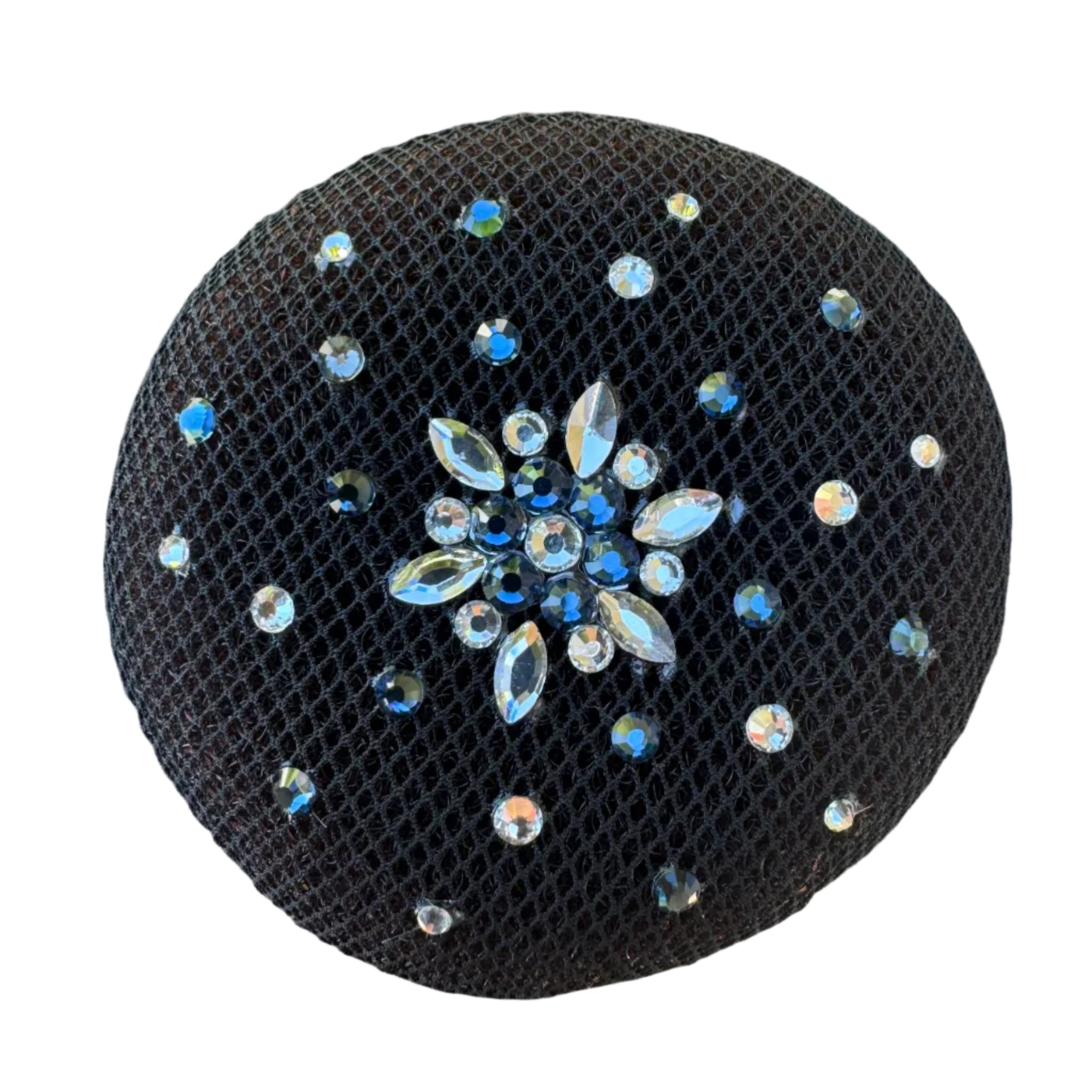 Plastronique Blue and Silver Crystal Custom Bun Cover