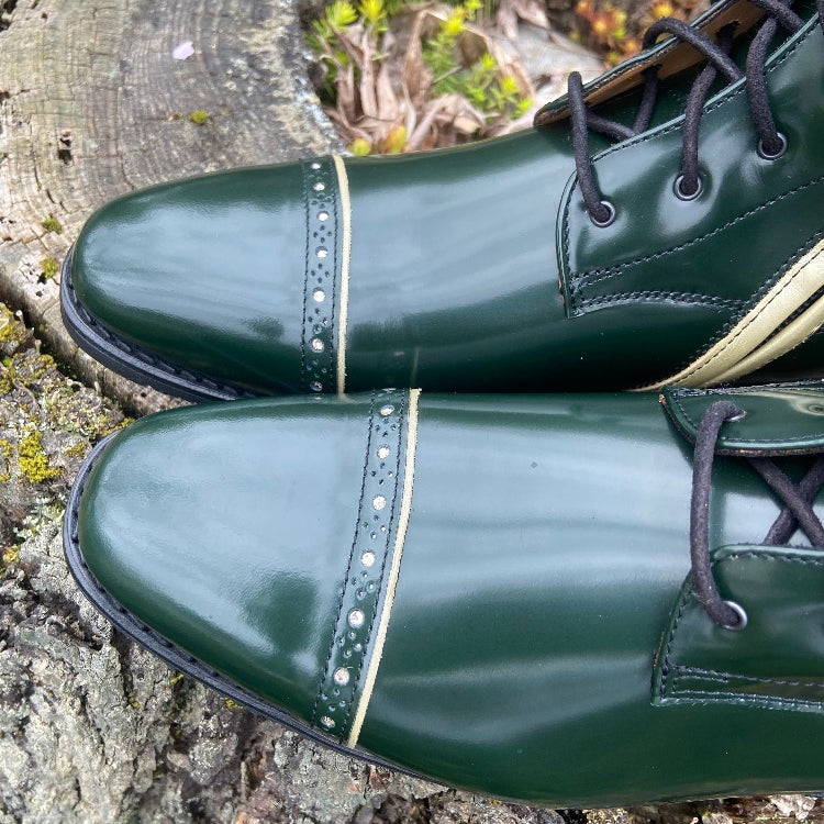 Custom DeNiro Tintoretto Dressage Boot - Brushed Green with Rondine Top in Sakra Grey