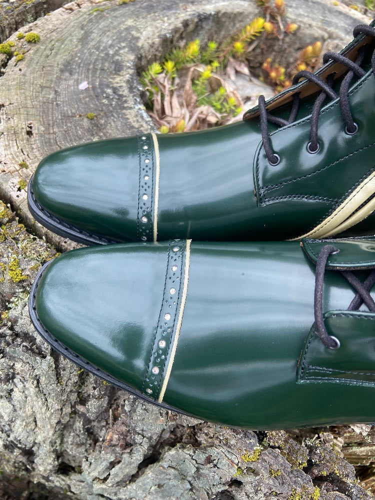 Custom DeNiro Tintoretto Dressage Boot - Brushed Green with Rondine Top in Sakra Grey