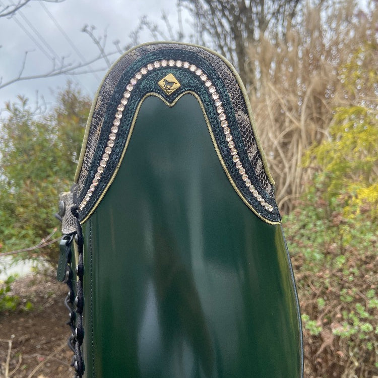 Custom DeNiro Tintoretto Dressage Boot - Brushed Green with Rondine Top in Sakra Grey