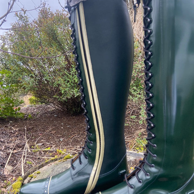 Custom DeNiro Tintoretto Dressage Boot - Brushed Green with Rondine Top in Sakra Grey