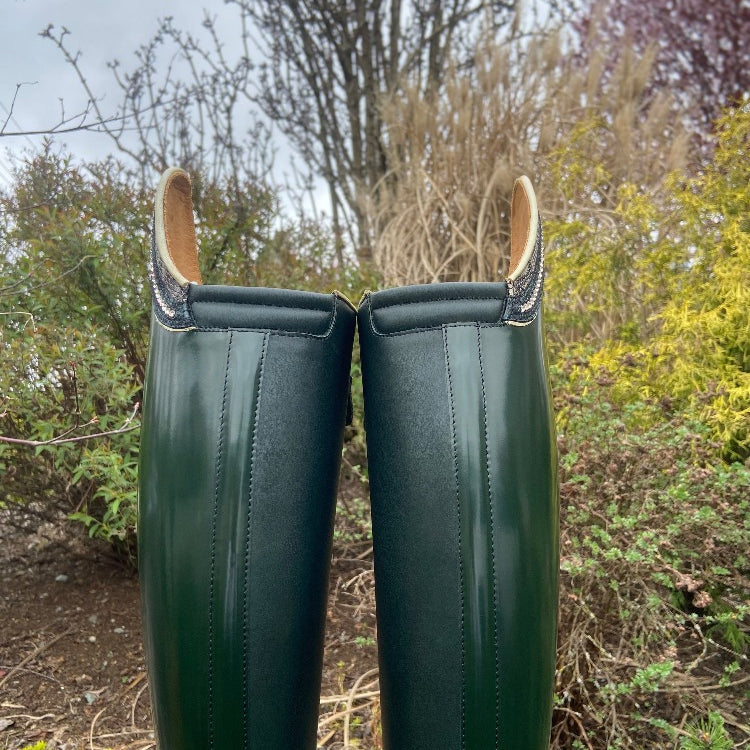 Custom DeNiro Tintoretto Dressage Boot - Brushed Green with Rondine Top in Sakra Grey