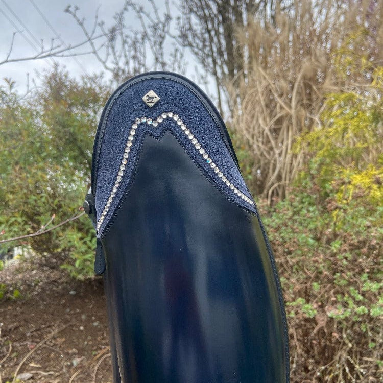 Custom Bellini Dressage Boot - Brushed Blue with Blue Stardust & Swarovski Rondine Top - 38 MA/M