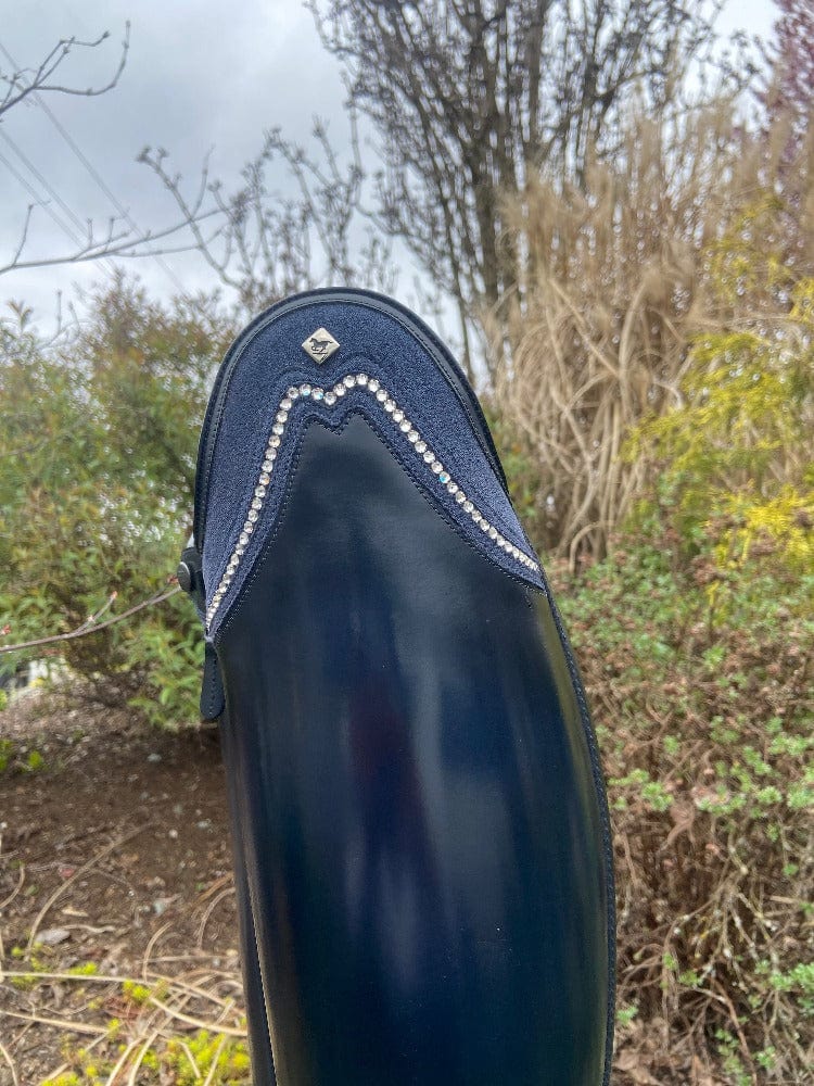 Custom Bellini Dressage Boot - Brushed Blue with Blue Stardust & Swarovski Rondine Top - 38 MA/M