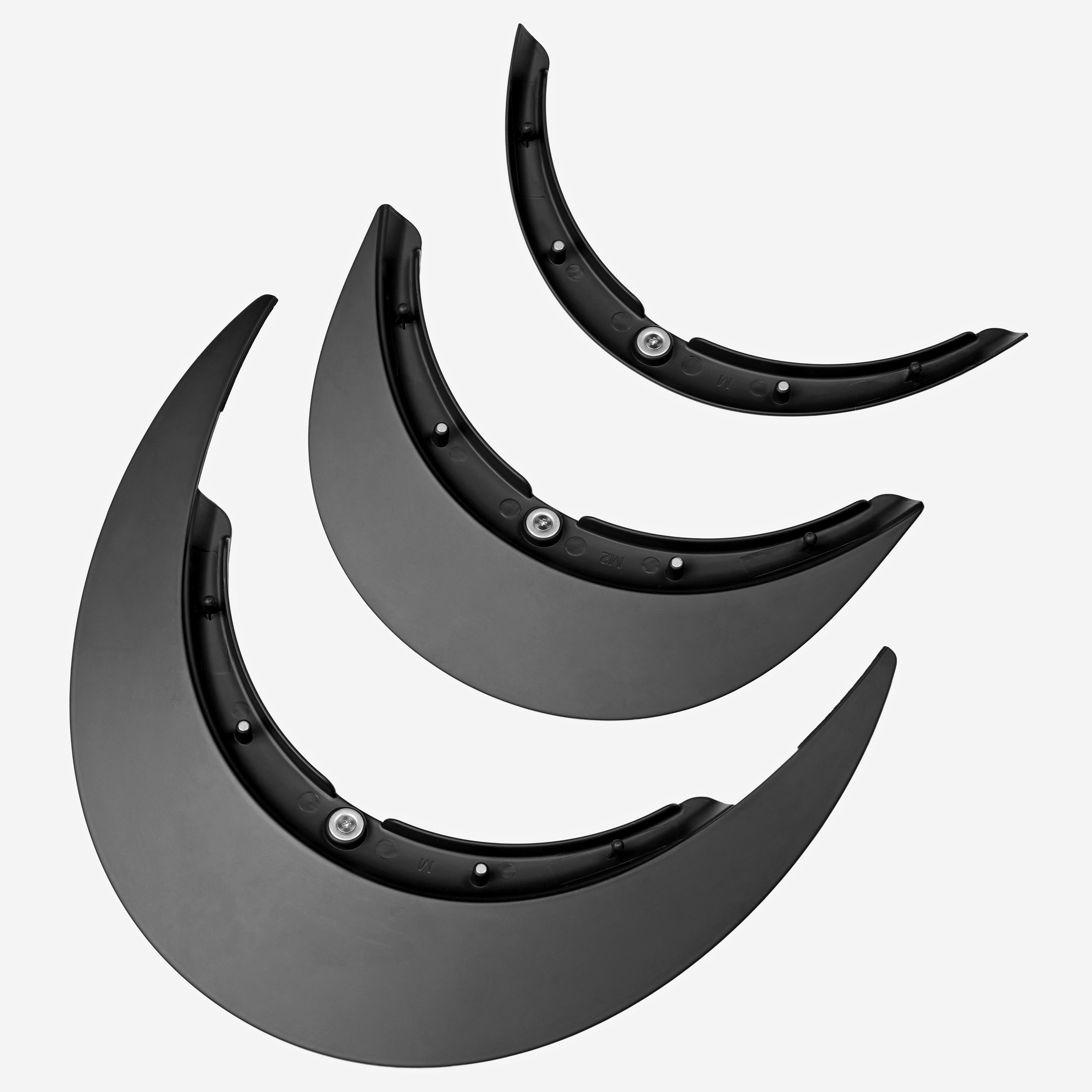 Set of black helmet visors on a white background