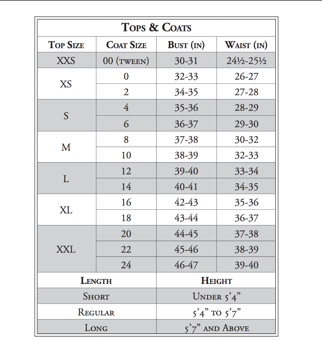 size chart