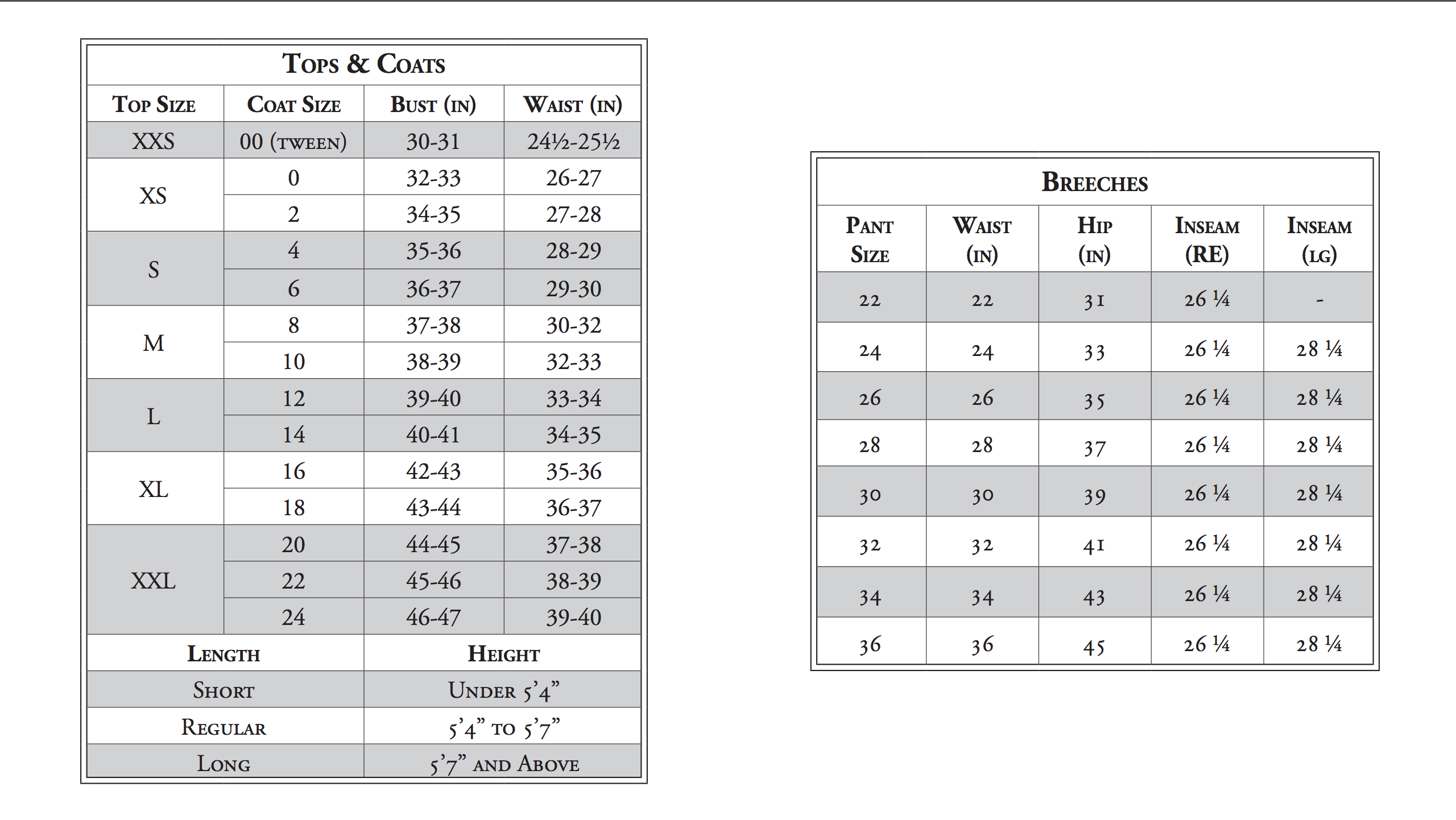 Size Chart