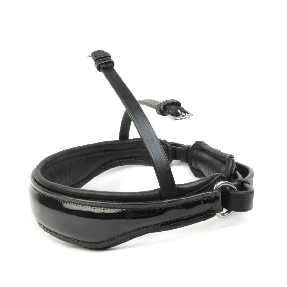 Bridle 2 Fit Patent Black with Black Padding Flat Double Caveson S1