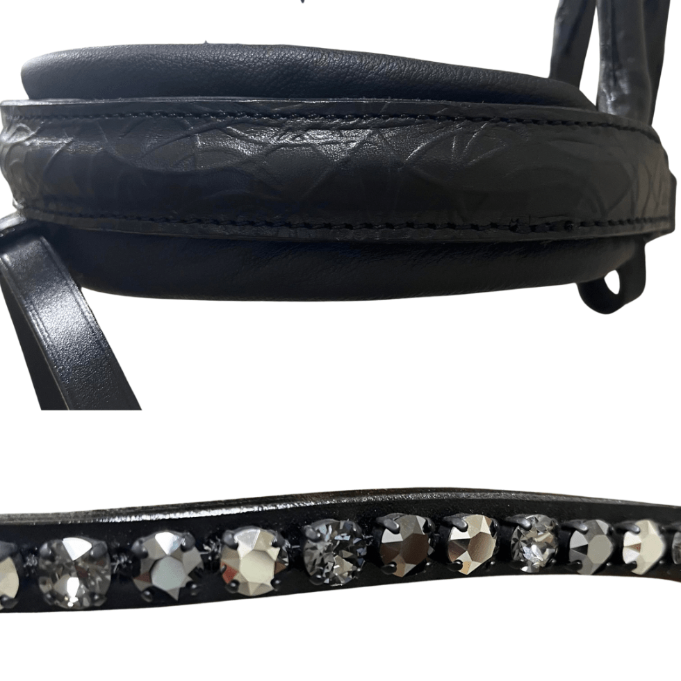 Otto Schumacher Munchen Feel Good Rolled Snaffle Bridle with Night Line Black Hardware and Curly Black