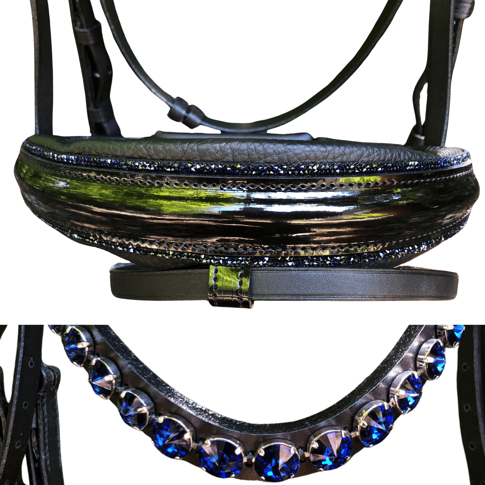 Otto Schumacher Elegant Snaffle Black Patent with Midnight Blue Fineline