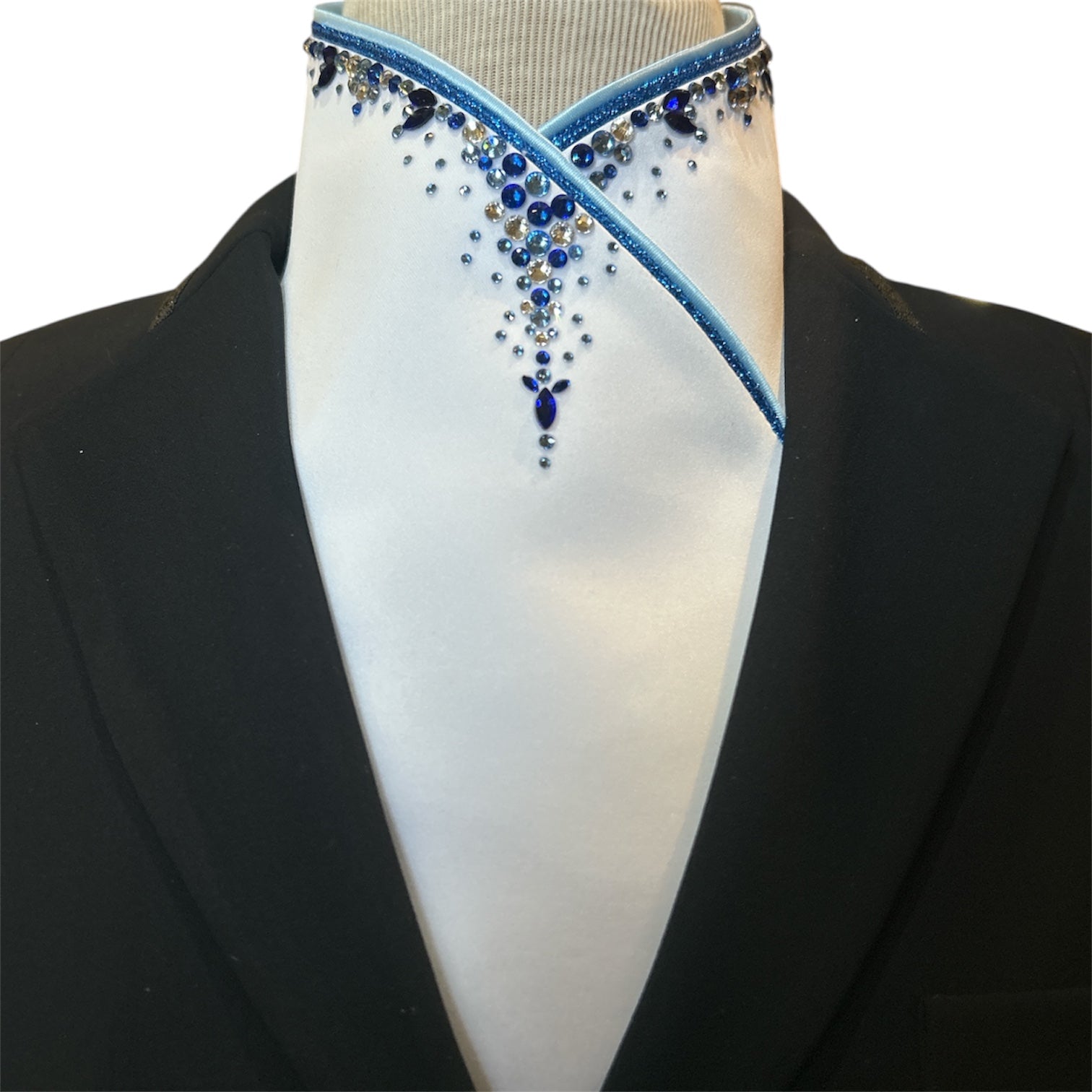 Plastronique Royal Blue & Light Blue Crystal Drip Custom Stock Tie
