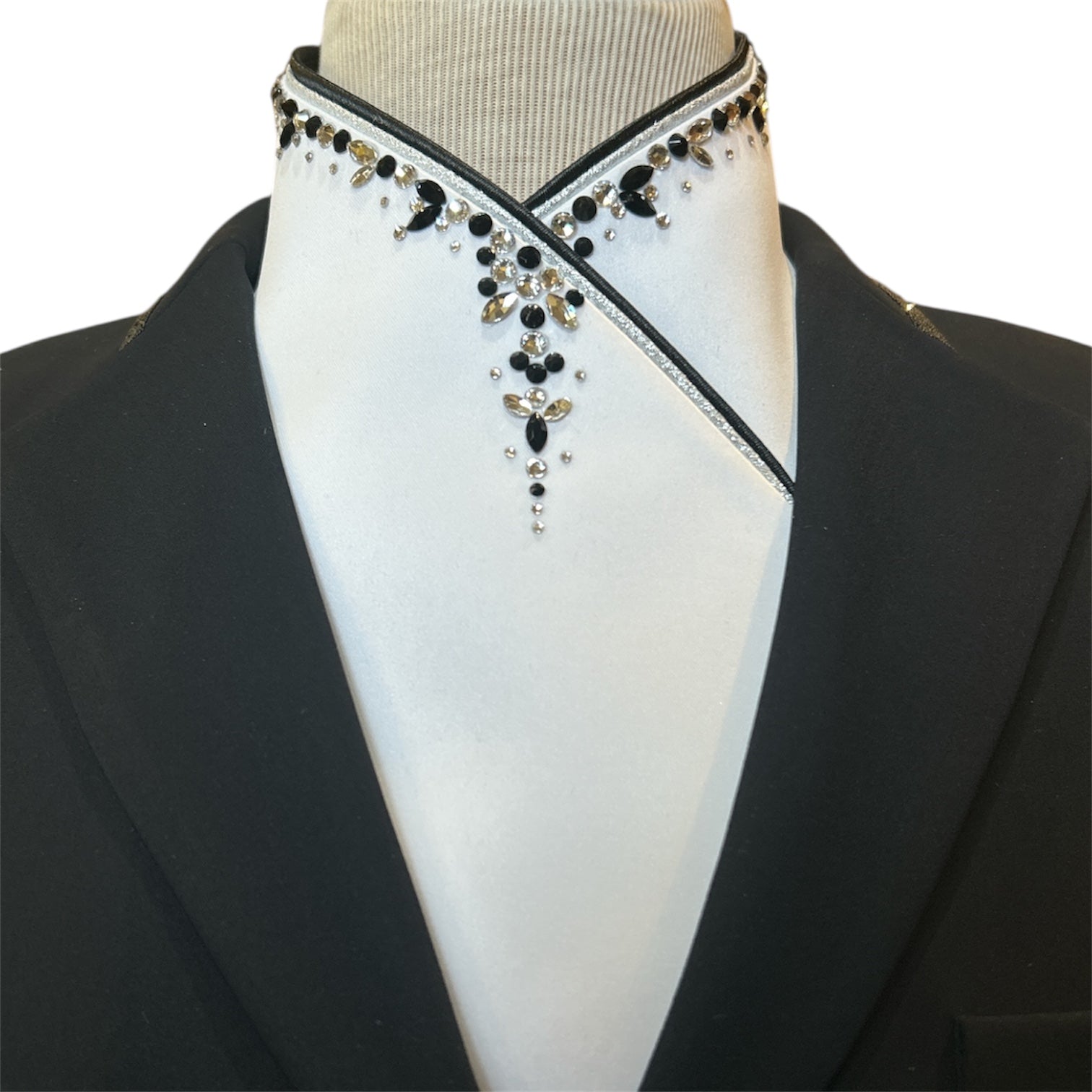 Plastronique Black & Silver Crystal Drip Custom Stock Tie