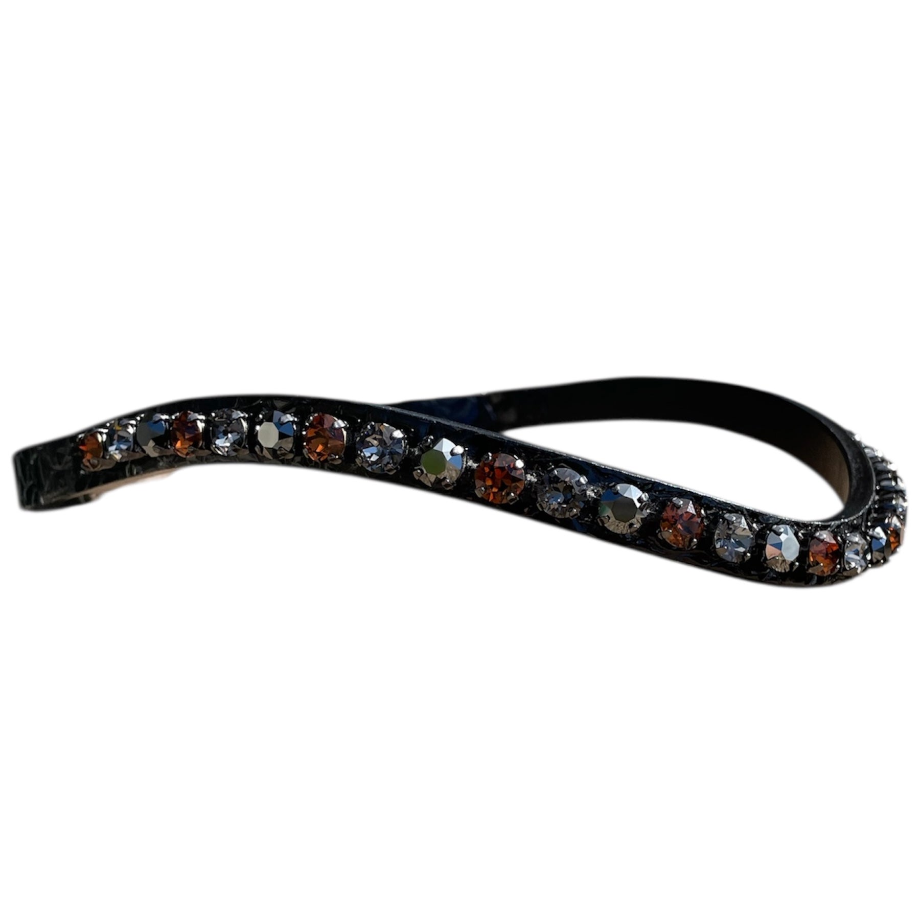 Otto Schumacher Browband - 8mm Rivoli XS Black Patent Croc, Smoked Topaz, Silver Night, Hematite