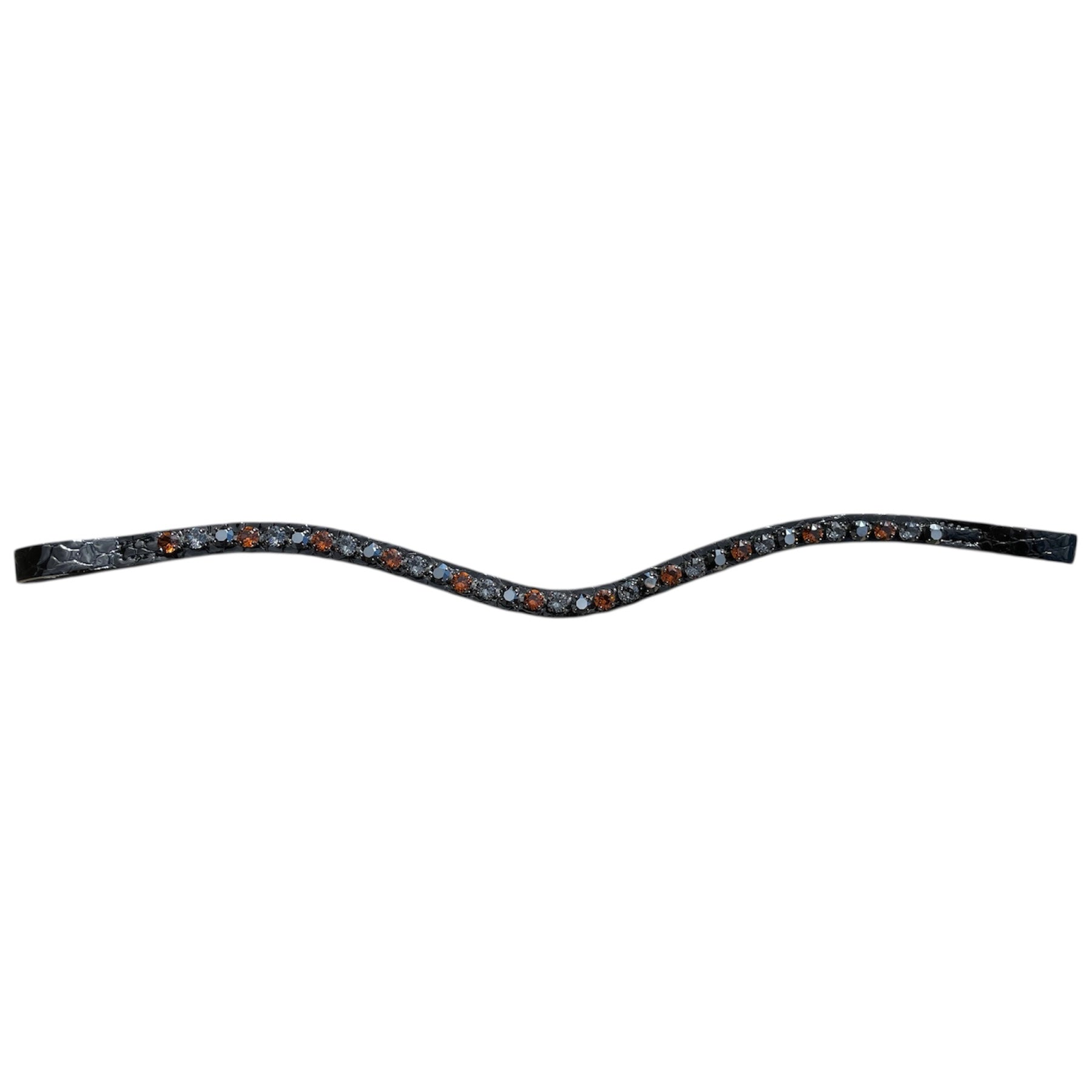 Otto Schumacher Browband - 8mm Rivoli XS Black Patent Croc, Smoked Topaz, Silver Night, Hematite