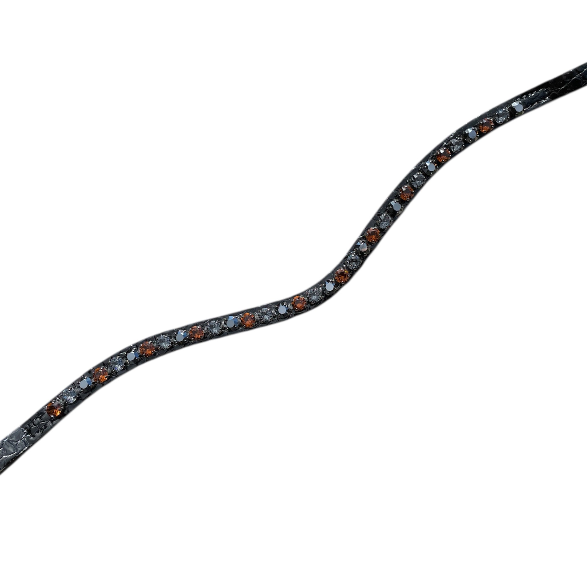 Otto Schumacher Browband - 8mm Rivoli XS Black Patent Croc, Smoked Topaz, Silver Night, Hematite