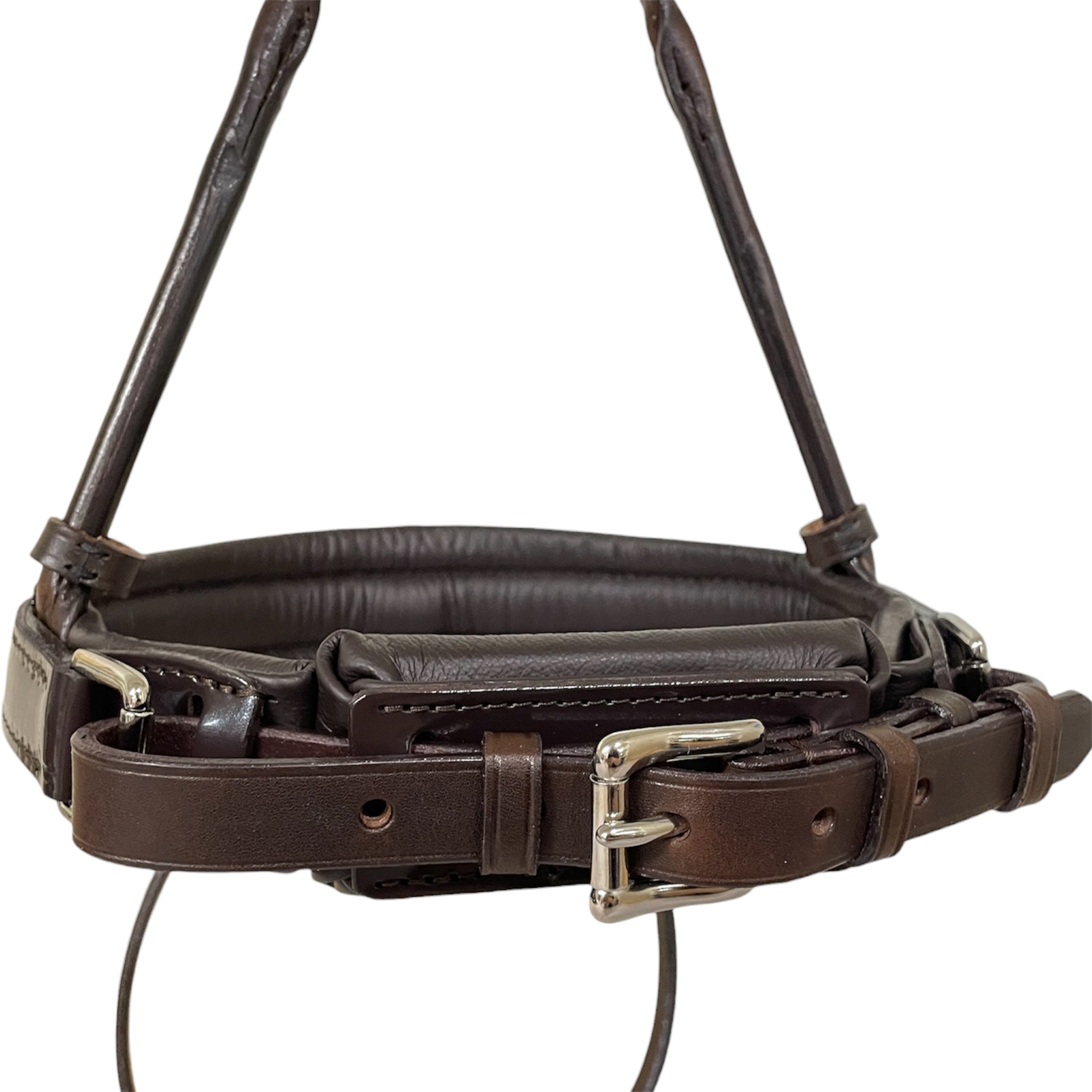 Otto Schumacher Bellevue Chocolate Snaffle Caveson in Patent Brown with Fineline
