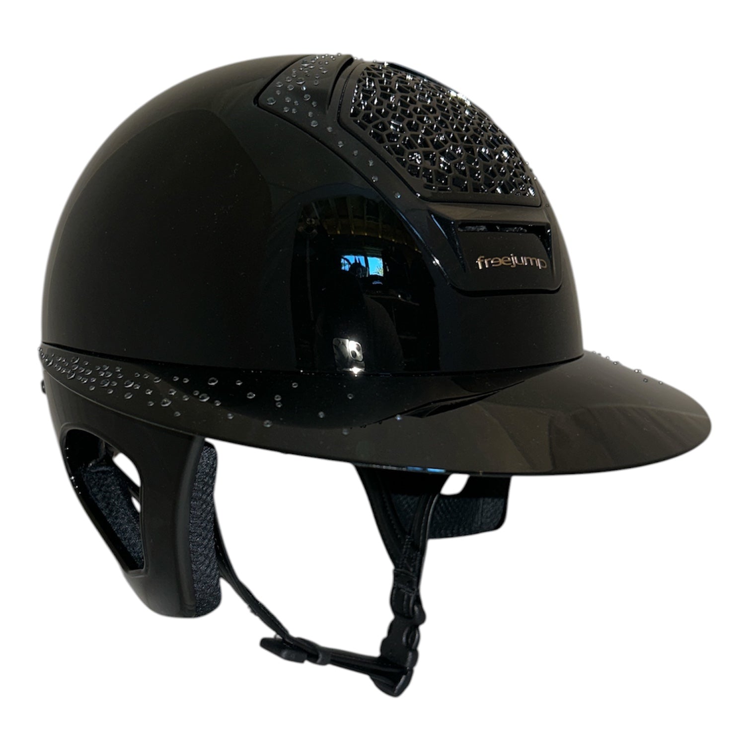 Freejump Voronoï Glossy Black Crystal Helmet with Temple Protection Includes Liner