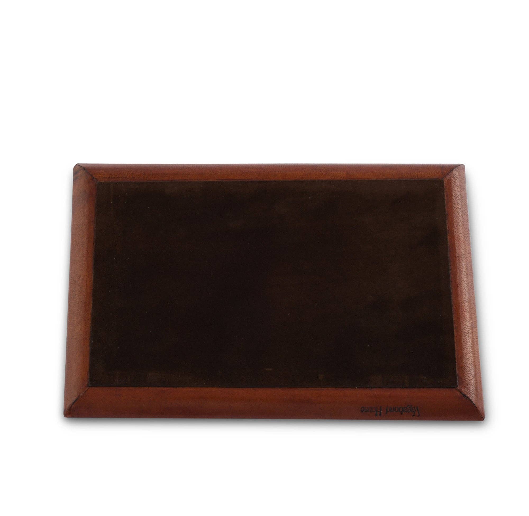 Wooden tray with a dark brown finish on a white background