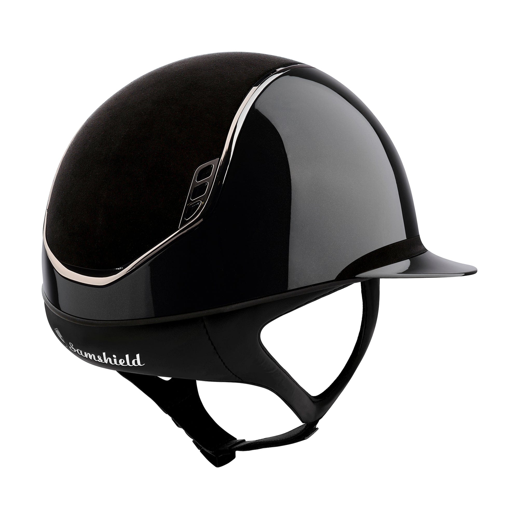 Samshield 2.0 Miss Shield Black Gloss With Alcantara Top & Black Chrome Trim Shadowgloss Helmet