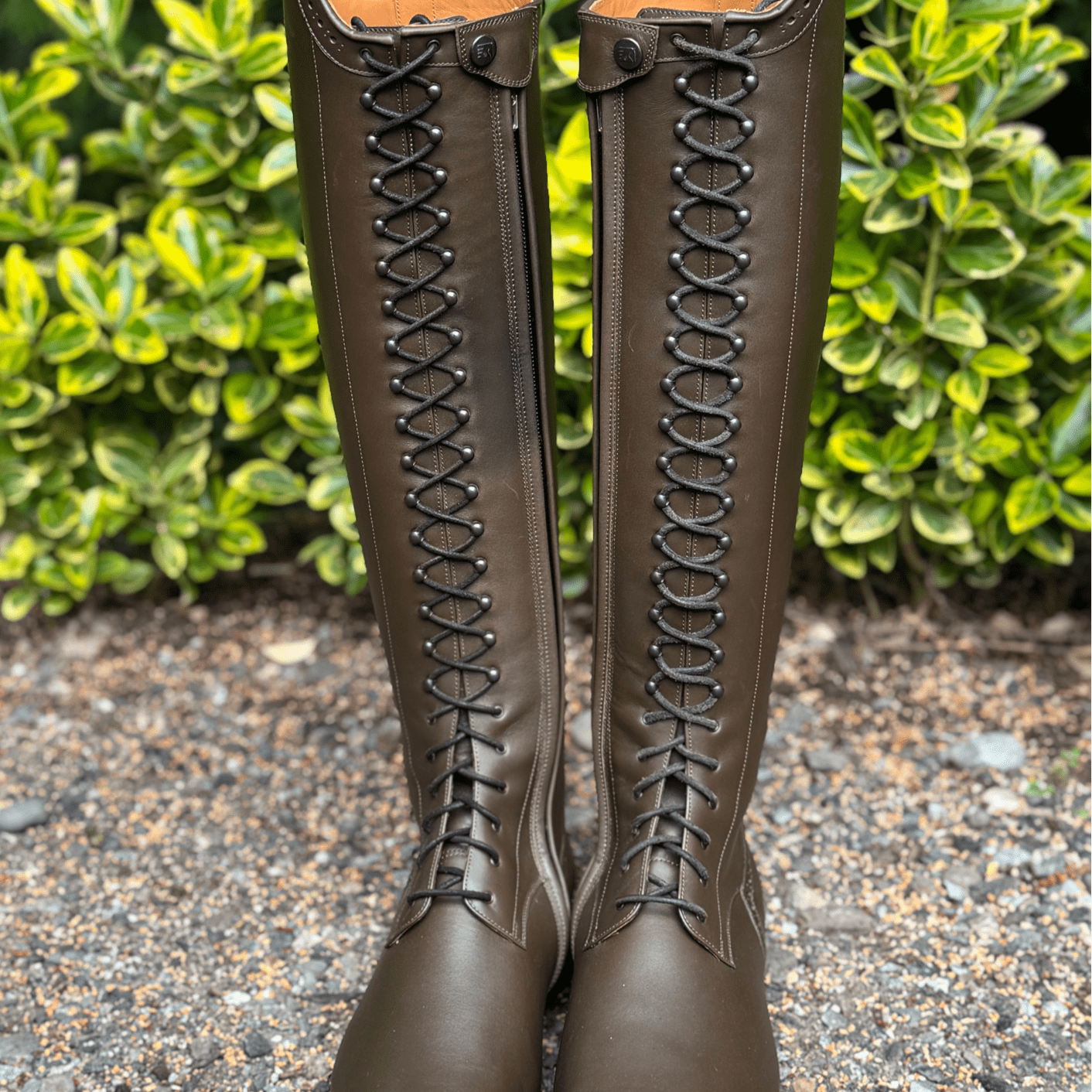 DeNiro Tintoretto Full Lace Dressage Boots - Do Green Calfskin with Tommaso punching