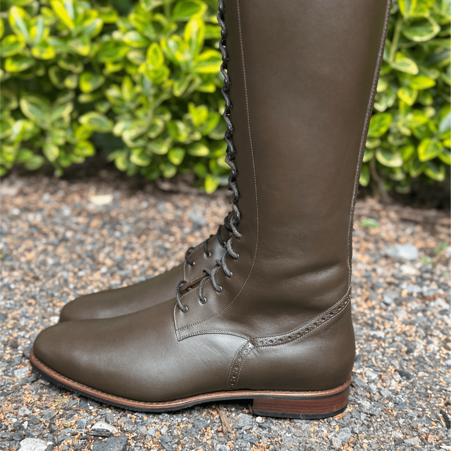 DeNiro Tintoretto Full Lace Dressage Boots - Do Green Calfskin with Tommaso punching