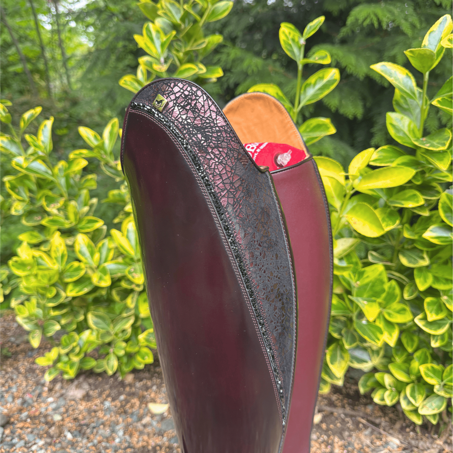 DeNiro Bellini Dressage Boot - Brushed Burgundy with Mica Dedalo Vino & Swarovski