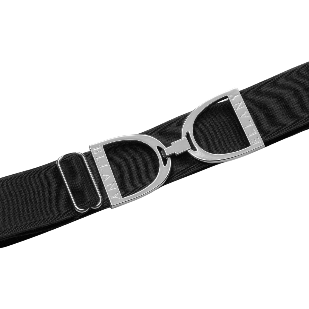 Black - 1.5" Silver Stirrup Equestrian Elastic Belt