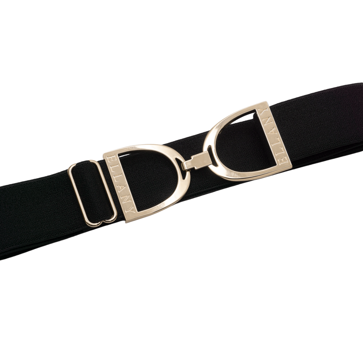 Black - 1.5" Gold Stirrup Equestrian Elastic Belt