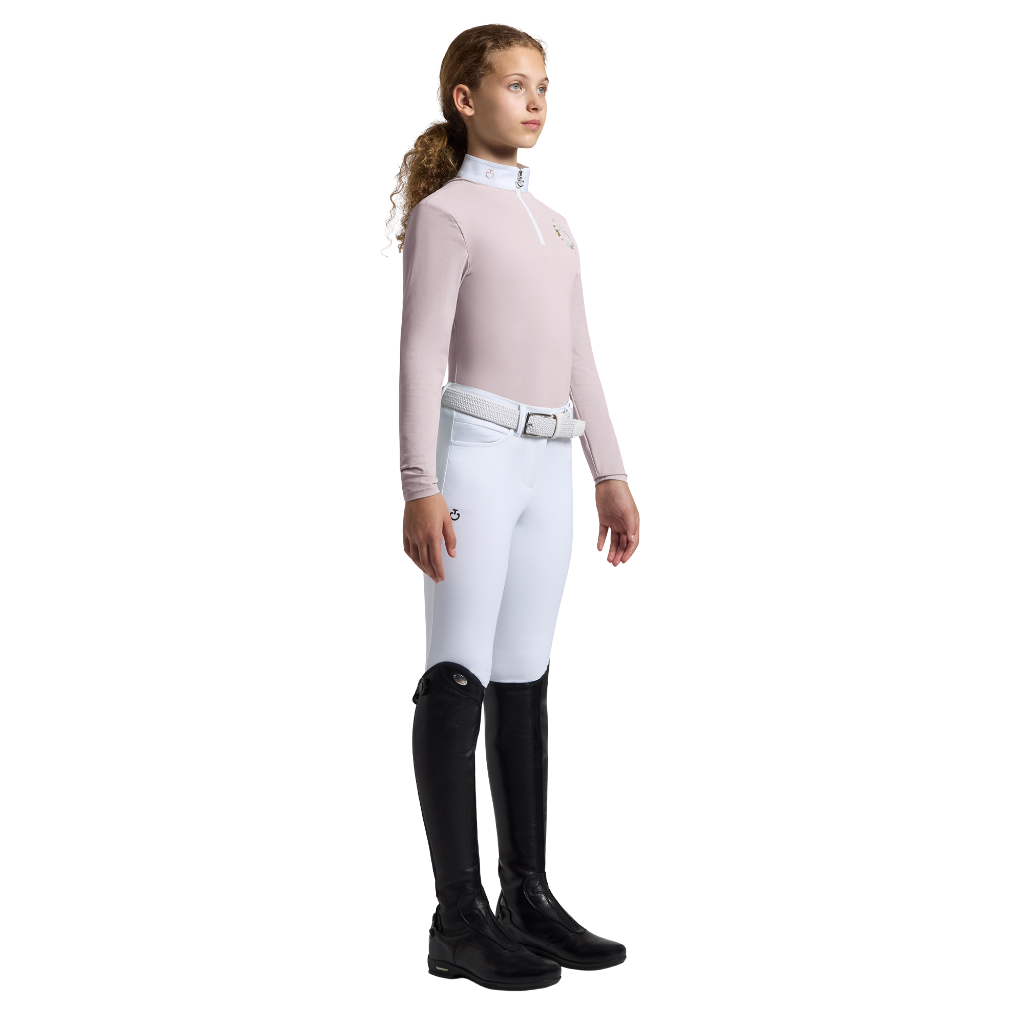 Cavalleria Toscana Junior's Long Sleeve Show Shirt with Floral Embroidery