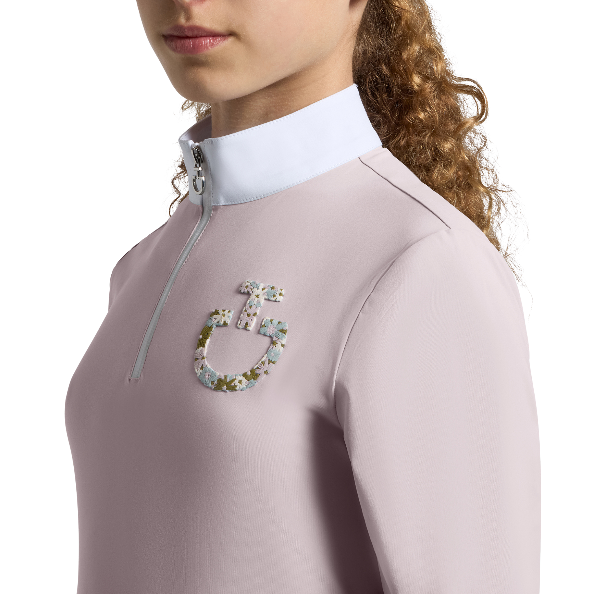 Cavalleria Toscana Junior's Long Sleeve Show Shirt with Floral Embroidery