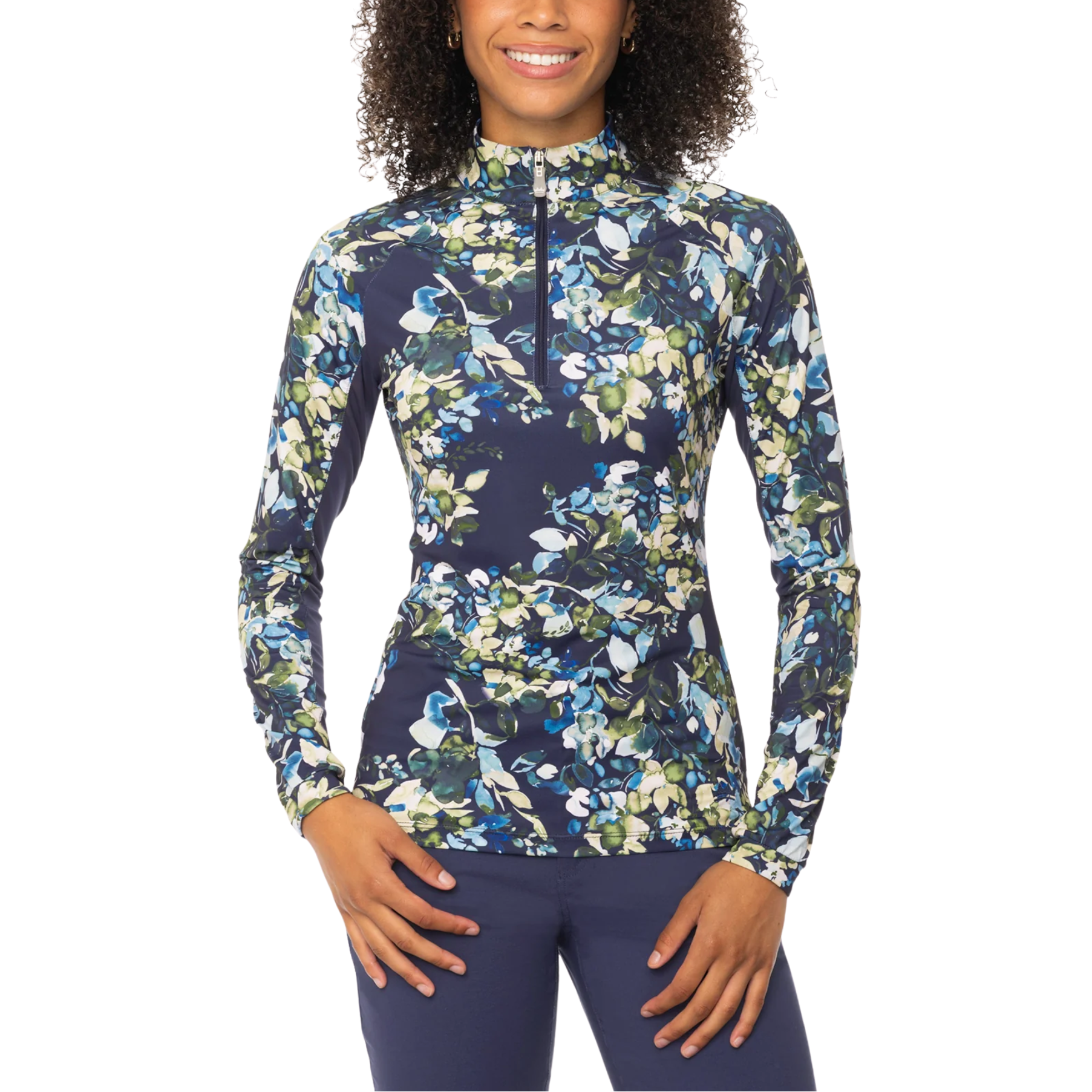 Kastel Denmark Long Sleeve 1/4 Zip Sun Shirt - NAVY WC FLORAL
