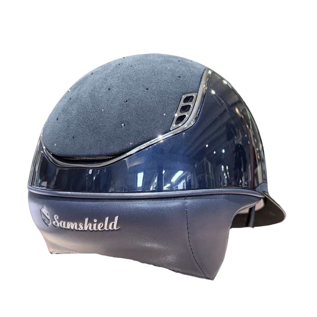Samshield 2.0 Miss Shield Shadowmatt Helmet - Glossy Blue with Crystal Rain Top & Front Band