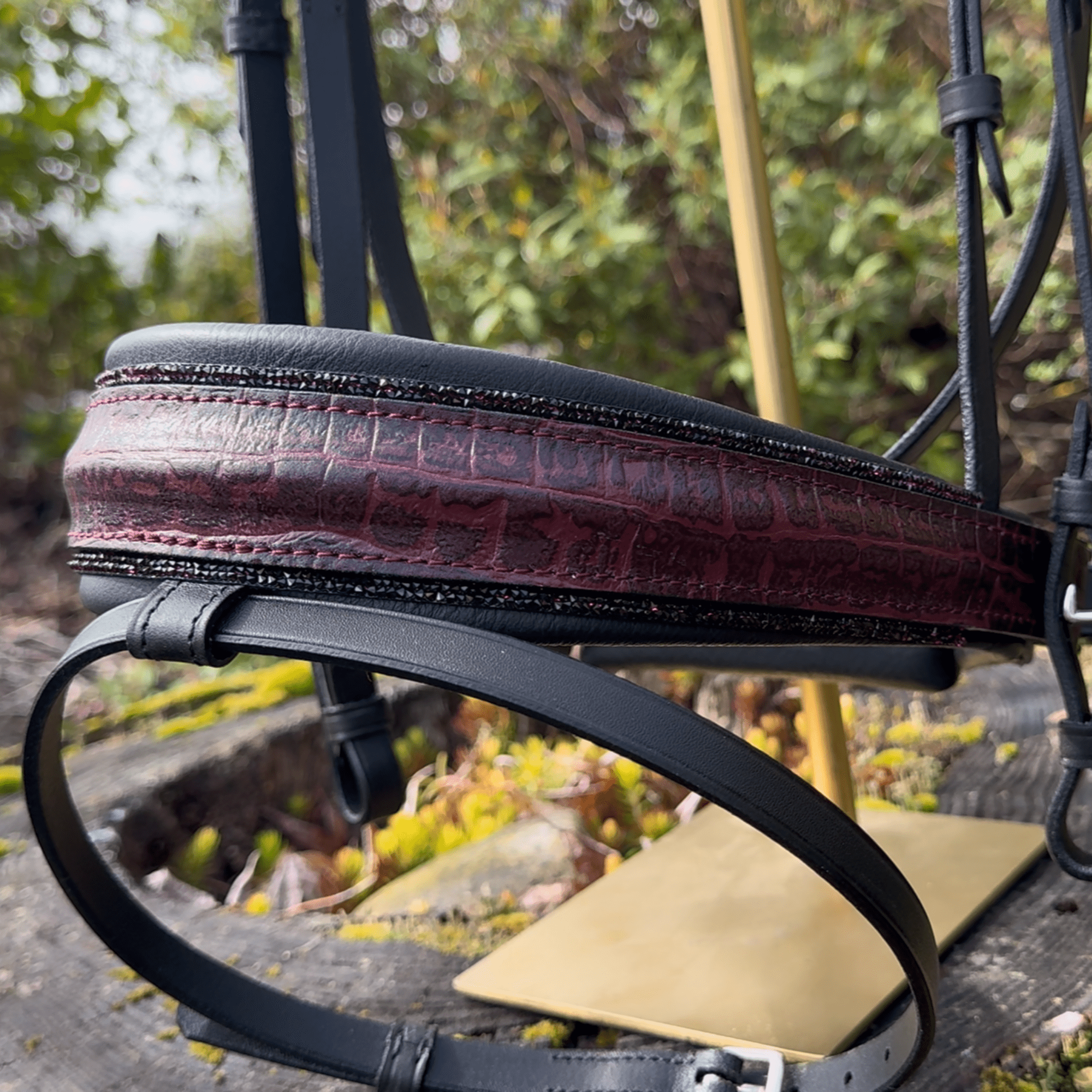 Otto Schumacher Tokyo Snaffle with Croco Burgundy and Fuchsia Fineline